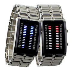 Binary LED Display Men Business Luminous Waterproof Electronic Digital Watches