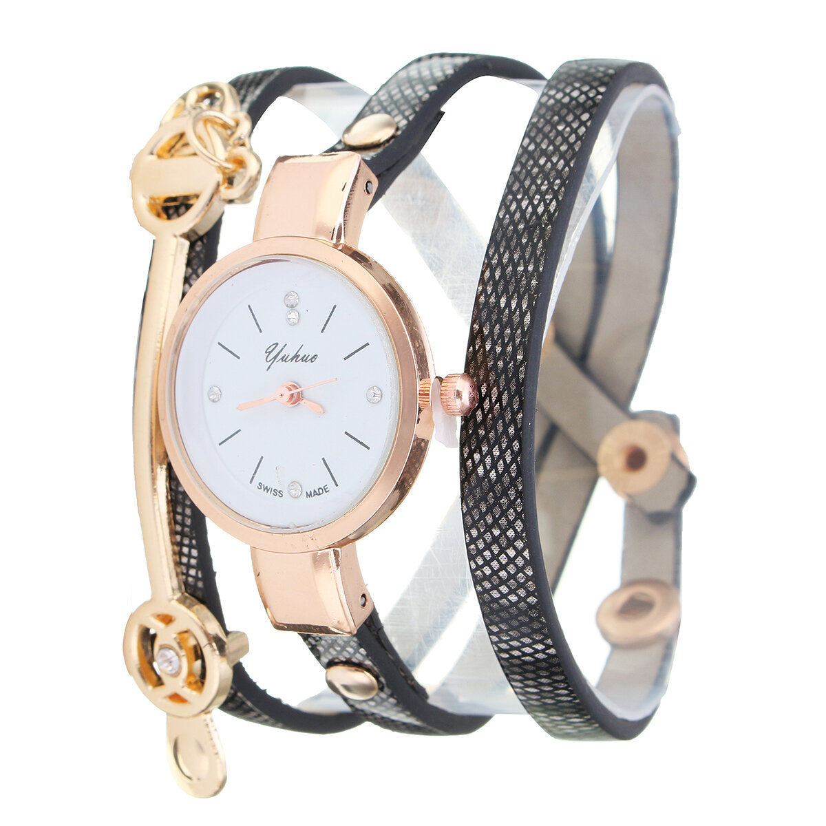 PU Leather Strap Simple Crystal Dial Women Watch Ladies Dress Quartz Watch