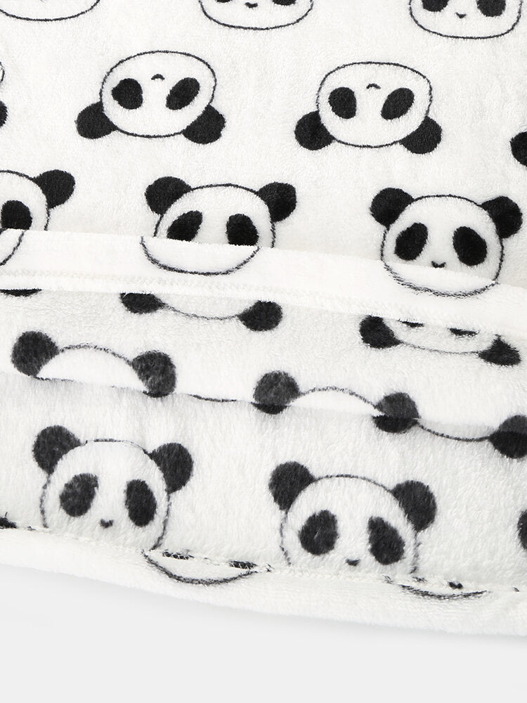 Women's Cartoon Panda Plush Pajama Set - Long Sleeve, Warm, Cozy Homewear