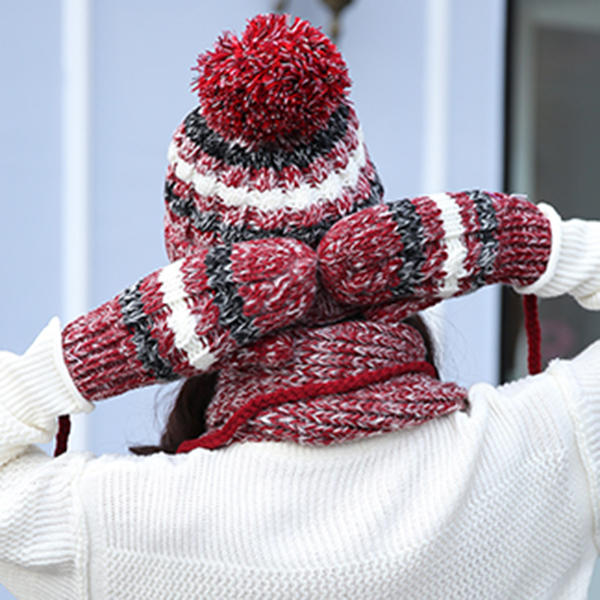 Women's Handmade Knit Hat, Scarf & Gloves Set - Warm, Thick, Chic Christmas Gift