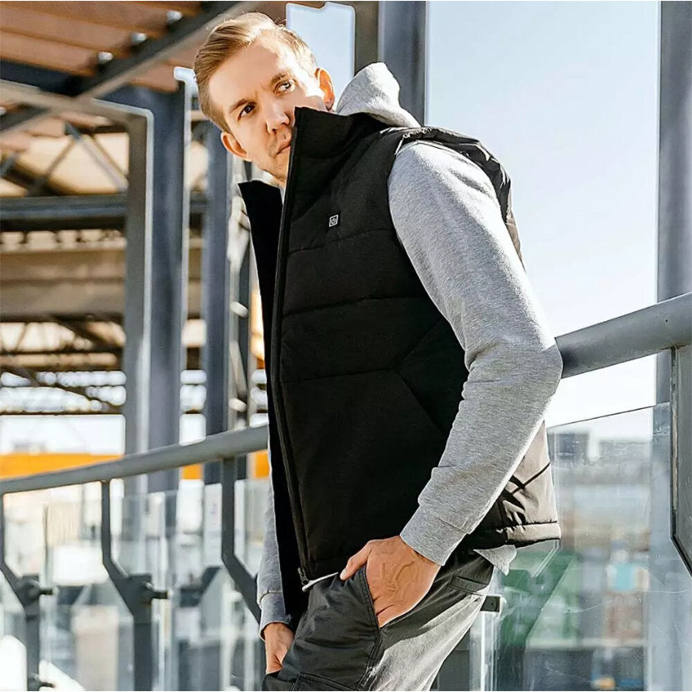 Men's Graphene Heated Vest - USB Smart Thermostatic Winter Jacket with 4 Heating Zones