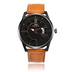 Men's Ultra Thin Fashion Quartz Watch with Leather Strap