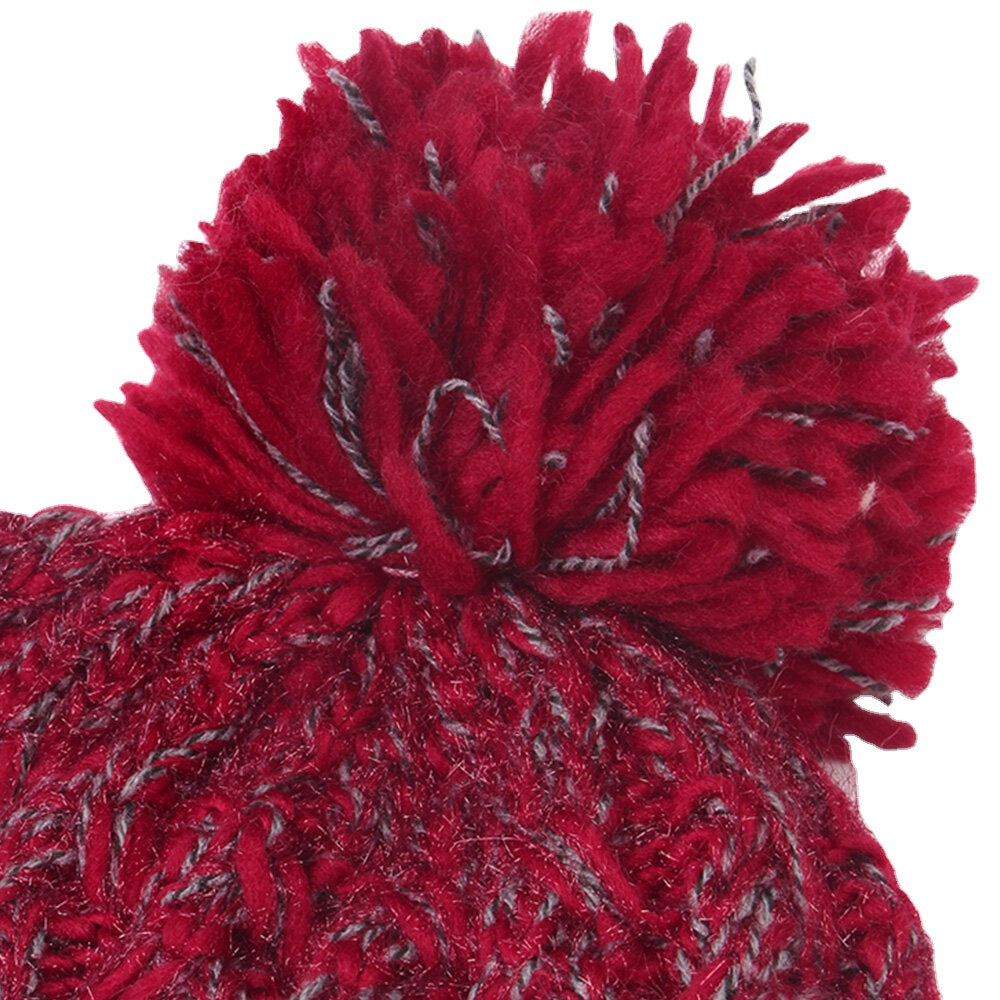 Women's Knitted Beanie Hat with Fluffy Ball, Plus Velvet, Warm Ear Protection, Mixed Colors
