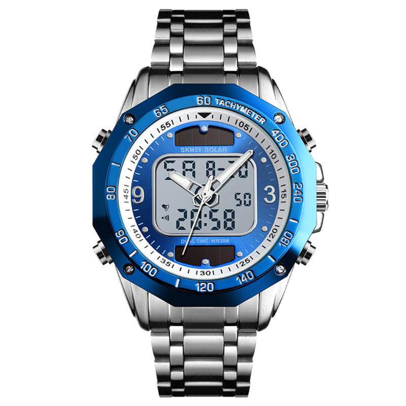 Men Digital Quartz Watch 3ATM Waterproof Luminous Display Dual Display Watch