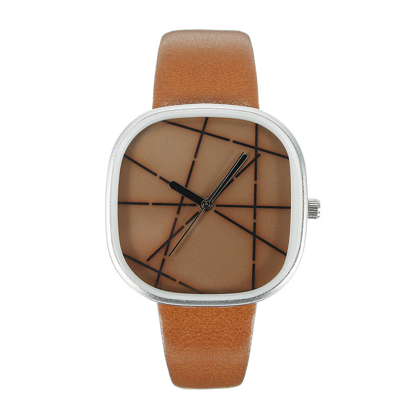 Unisex Square Dial Leather Strap Fashion Watch