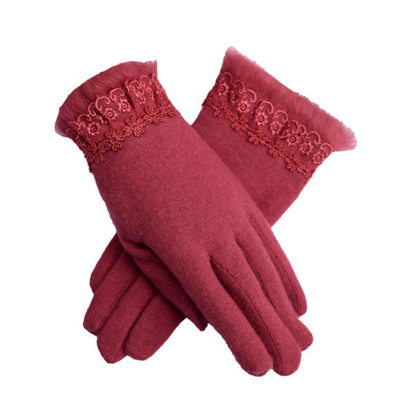 Elegant Women's Wool Gloves - Warm, Windproof, Full Finger Design