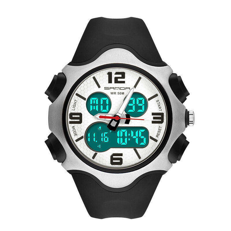 12/24 hours Stopwatch Timing Luminous Display Waterproof Men Dual Display Digital Watch