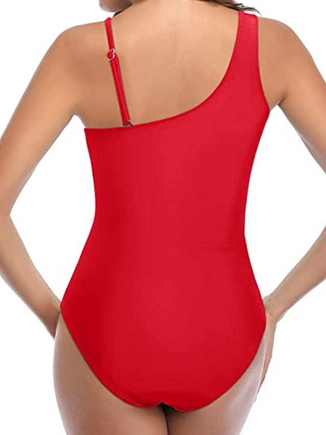 Women's One Piece Monokini Swimsuit - Backless, Tummy Control, Mesh Print