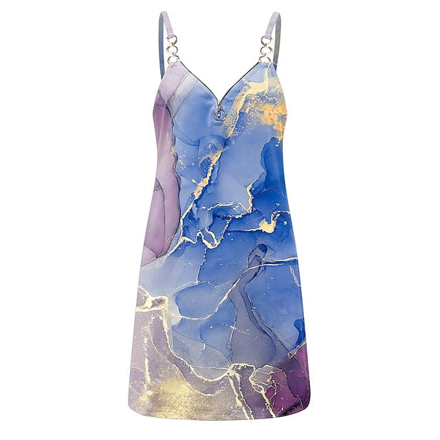 Women's Sleeveless Floral Pocket V Neck Holiday Chic Slip Dress