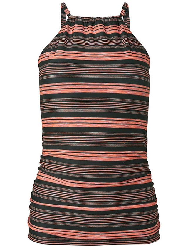 Women's Swimwear Tankini 2 Piece Normal Swimsuit Open Back Printing Striped Tie Dye