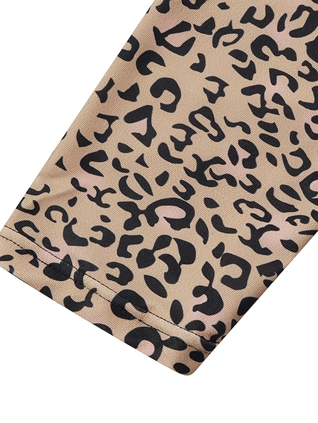 Plus Size Women's Leopard Print One Piece Swimsuit, Tummy Control, High Neck, Padded, Modest Swimwear