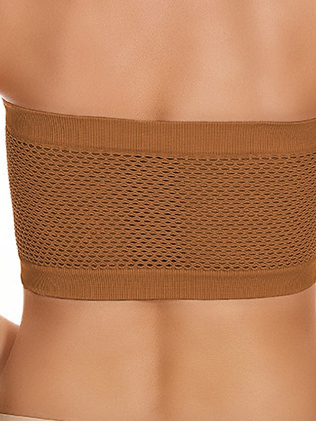 Women's Wireless Bras Padded Bras Tube Bra Strapless Bras Full Coverage Scoop Neck Breathable Invisible Pure Color Pull-On Closure