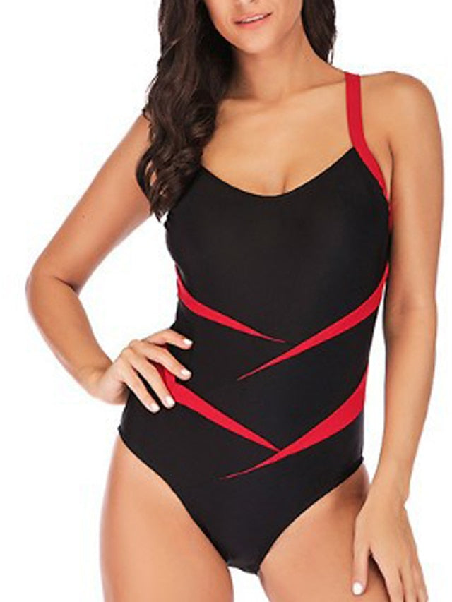 Plus Size Women's One Piece Monokini Swimsuit, Tummy Control, Open Back, Solid Color, Padded, Vacation Fashion
