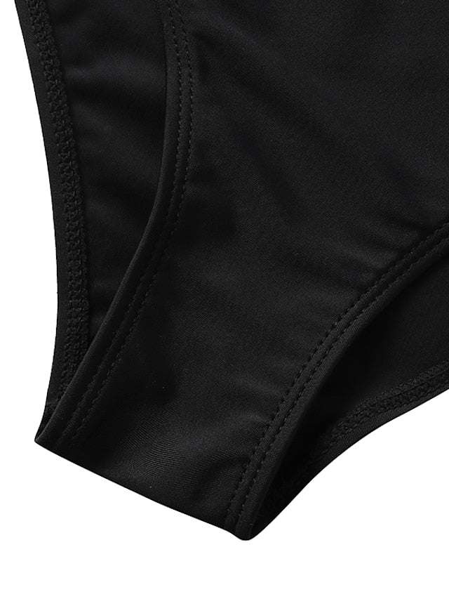 Women's Swimwear Tankini 2 Piece Normal Swimsuit High Waisted Solid Color Green Black Rosy Pink Khaki Royal Blue Padded V