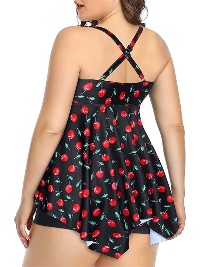 Women's Swimwear Monokini 2 Piece Plus Size Swimsuit Backless Printing Hole Leopard Fruit Leopard Black Yellow V Wire Bathing Suits New Vacation Cute
