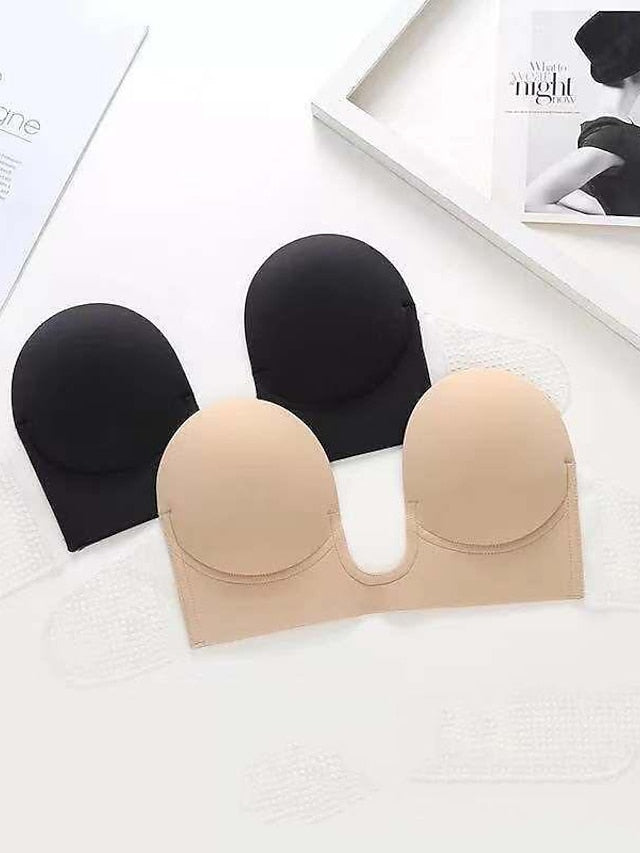 Strapless Silicone Deep U Bra Self-adhesive Gel Sticky Invisible Bra Backless Dress Nude Bra