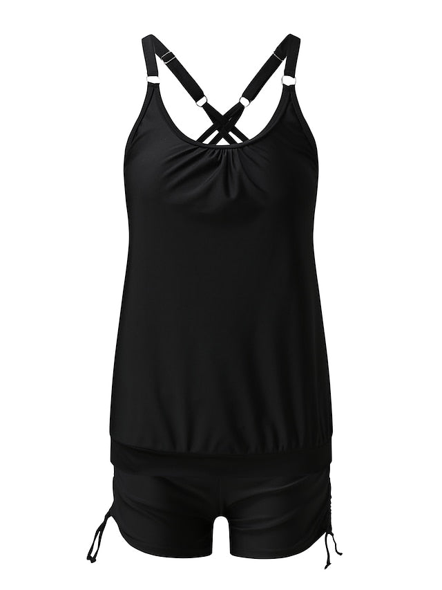 Women's Swimwear Tankini 2 Piece Plus Size Swimsuit Backless Water Sports Print Floral