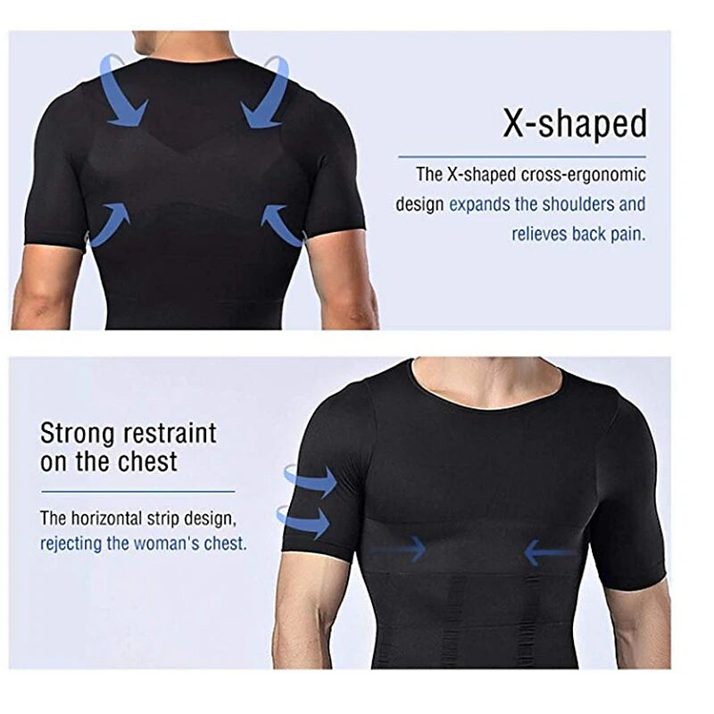 Men's Body Toning Shirt: Posture Corrective, Slimming, Fat Burning Compression Top