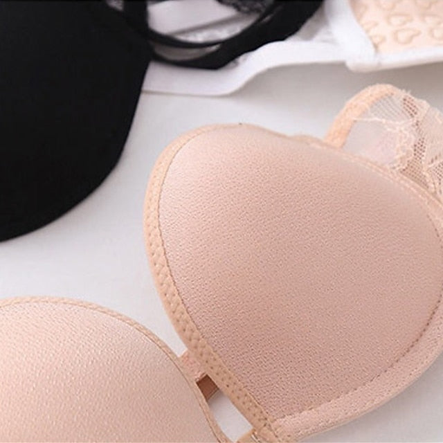 Women's Bras & Bralettes Tube Bra Strapless Demi Cup Solid Color V Neck Stretchy Breathable Invisible Casual Daily Nylon
