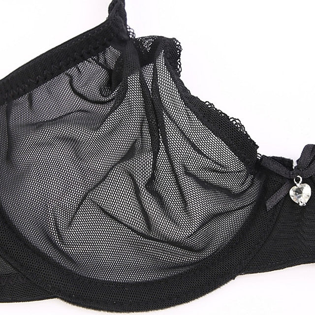 Women's Bras & Bralettes Lace Bras Underwire Bra 34 Cup Solid Color Micro-elastic Breathable Casual Daily Flesh-colored