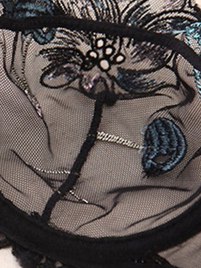 Women's Lace Bras Underwire Bras Double Strap Adjustable 34 Cup V Neck Breathable Push Up Lace Pure Color Hook & Eye Date Valentine's Day