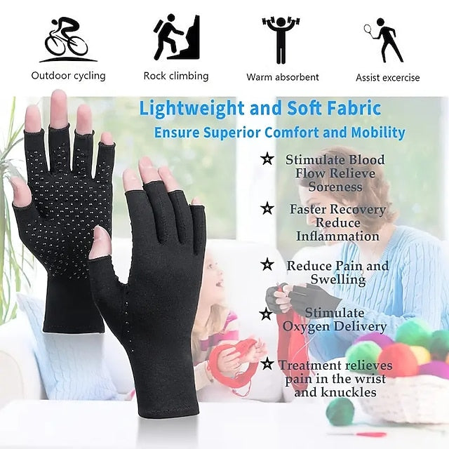 1 Pair Of Arthritis Pressure Gloves With Anti-Slip Glue Point Relieve Arthritis Rheumatoid Arthritis Bone Arthritis Carpal Tunnel Pain Pressure Gloves For Men And Women Arthritis Work Gloves