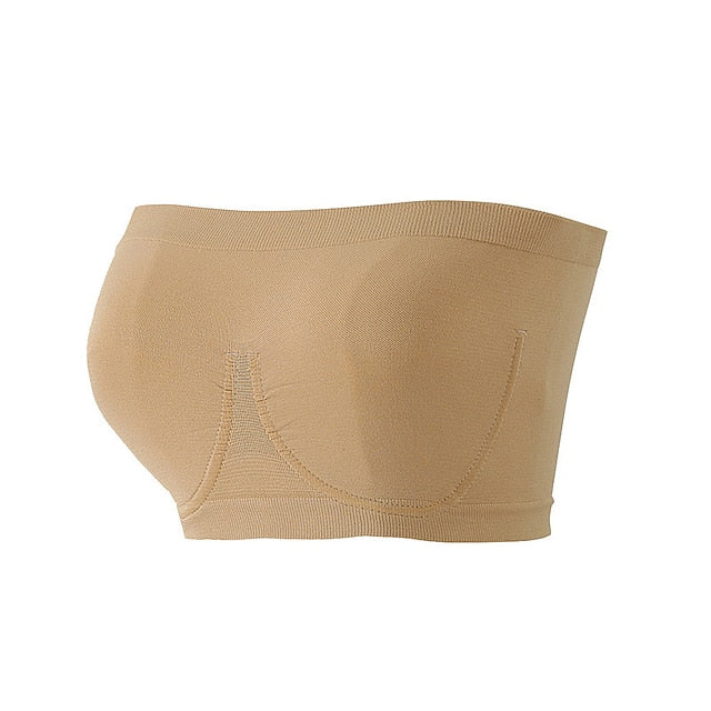 Women's Bras & Bralettes Tube Bra Strapless Full Coverage Solid Color Scoop Neck Micro-elastic Breathable Invisible