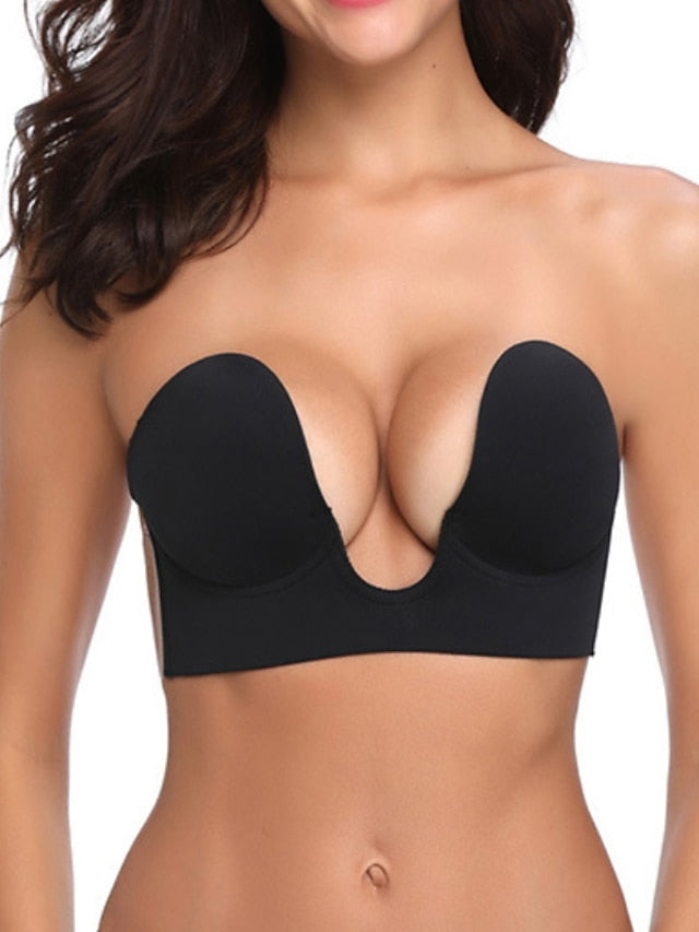 Women's Tube Bra Adhesive Bras Strapless Bras Full Coverage Deep V Breathable Invisible Pure Color Sticky Casual Daily Polyester Sexy 1PC
