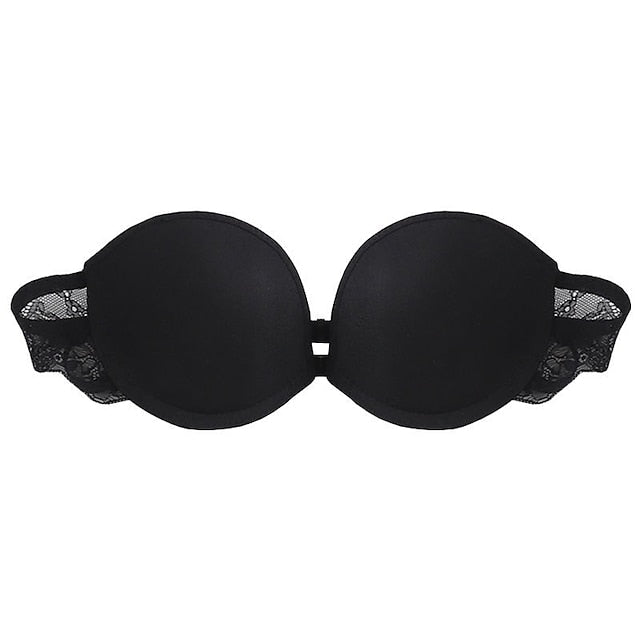 Women's Bras & Bralettes Tube Bra Strapless Demi Cup Solid Color V Neck Stretchy Breathable Invisible Casual Daily Nylon