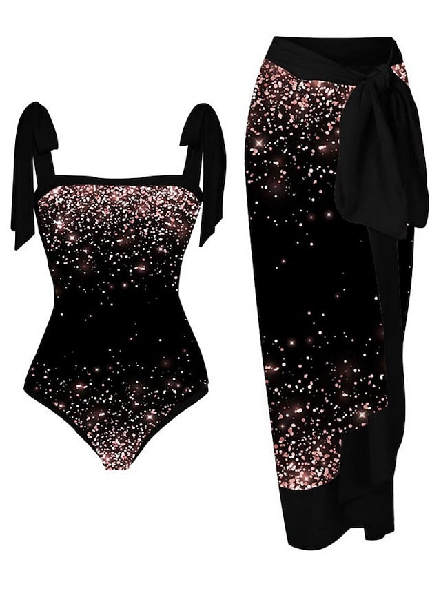 Women's Swimwear One Piece Beach Bottom Normal Swimsuit 2 Piece Printing Graphic Black Red Blue Bodysuit Bathing Suits Sports Beach Wear Summer
