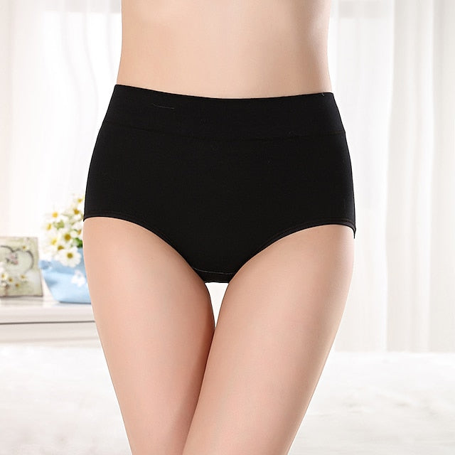 Women's Basic Comfort Pure Color Brief Micro-elastic High Waist