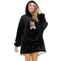 Women's Pajamas Nightgown Wearable Blanket Hoodie Fleece Warm Cartoon Star Long Sleeve Pocket