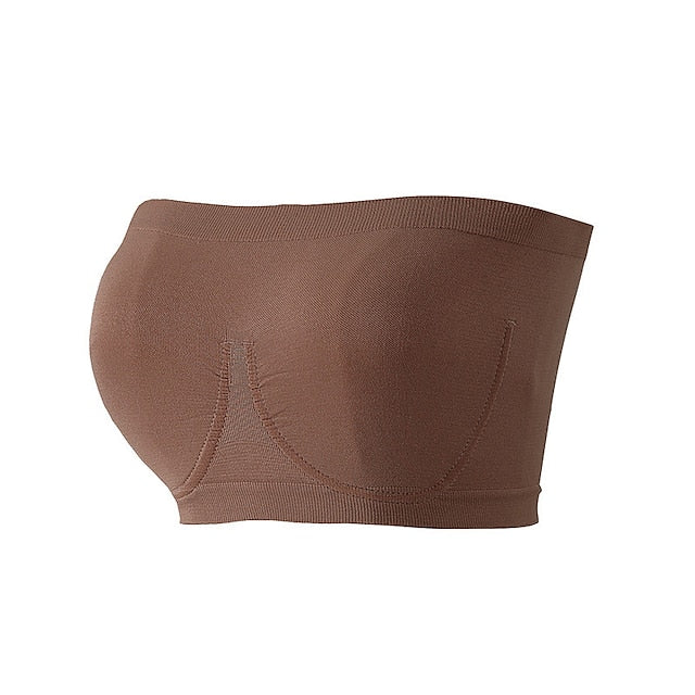 Women's Bras & Bralettes Tube Bra Strapless Full Coverage Solid Color Scoop Neck Micro-elastic Breathable Invisible