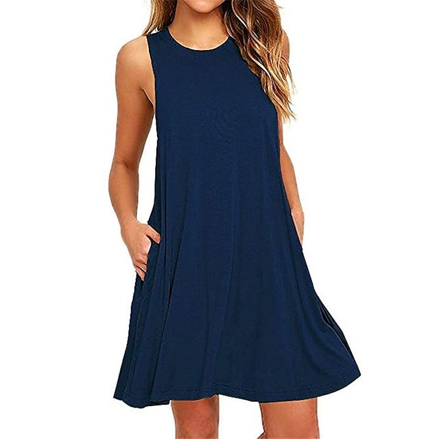 Fashion Sleeveless Sport Casual Simple Dress For Womens