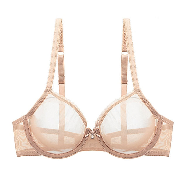 Women's Bras & Bralettes Lace Bras Underwire Bra 34 Cup Solid Color Micro-elastic Breathable Casual Daily Flesh-colored