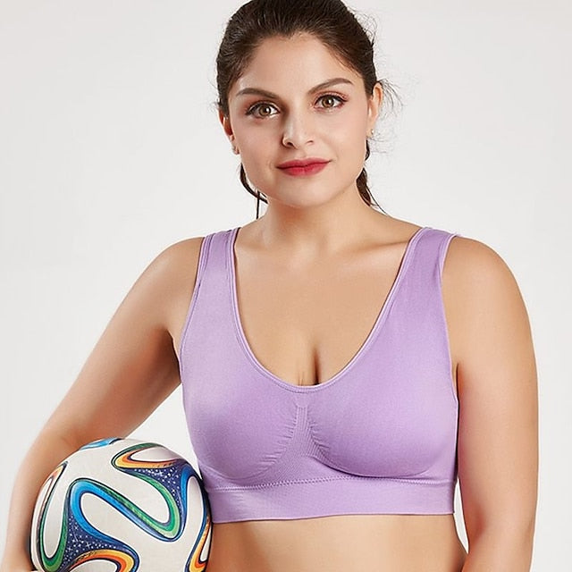 Women BrasLadies Pure Color Plus Size Ultra-Thin Large Bra Sports Bra Full Bra Cup Tops