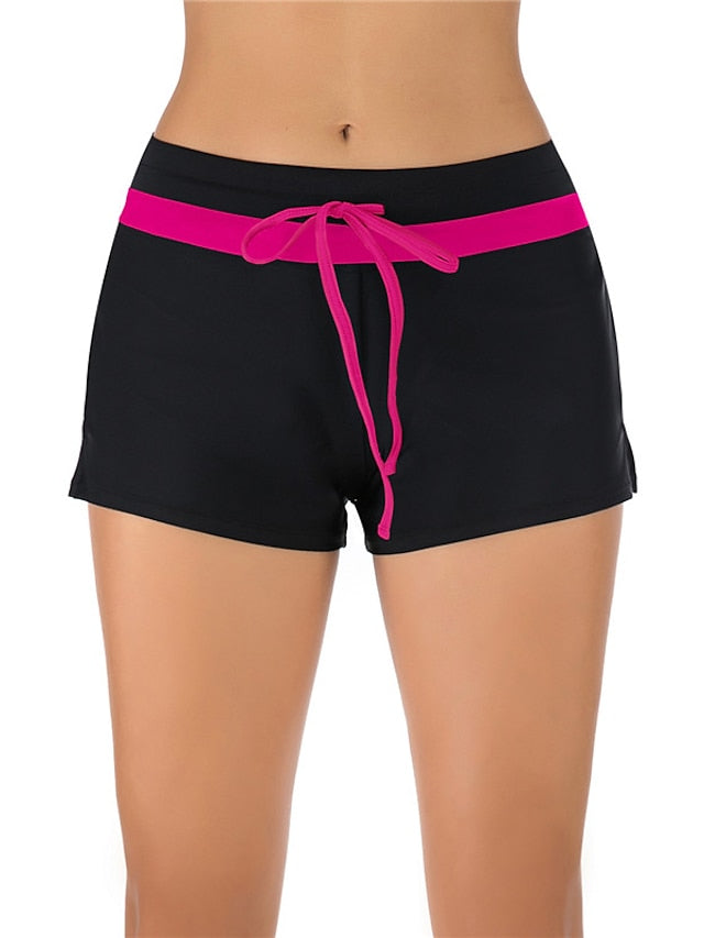 Women's Striped Swim Shorts Cover Up - Elastic Waist, Casual, Modern, Vacation Wear
