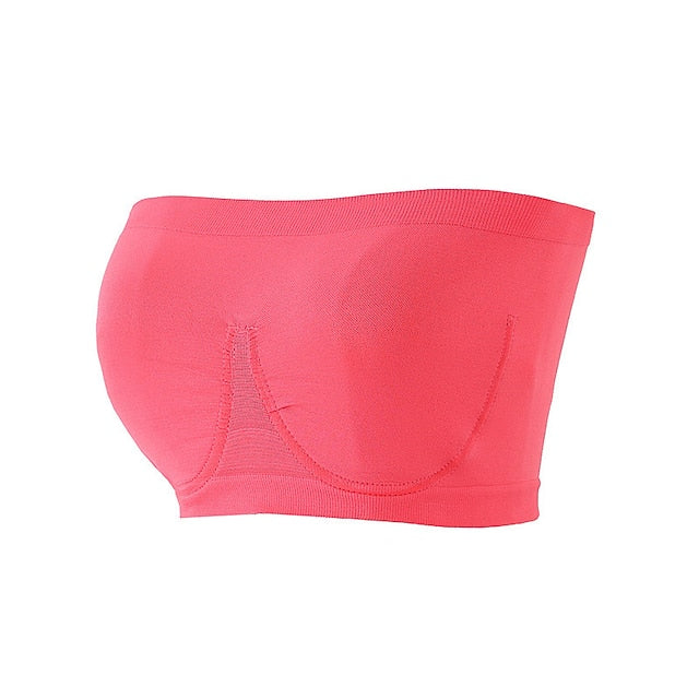 Women's Bras & Bralettes Tube Bra Strapless Full Coverage Solid Color Scoop Neck Micro-elastic Breathable Invisible