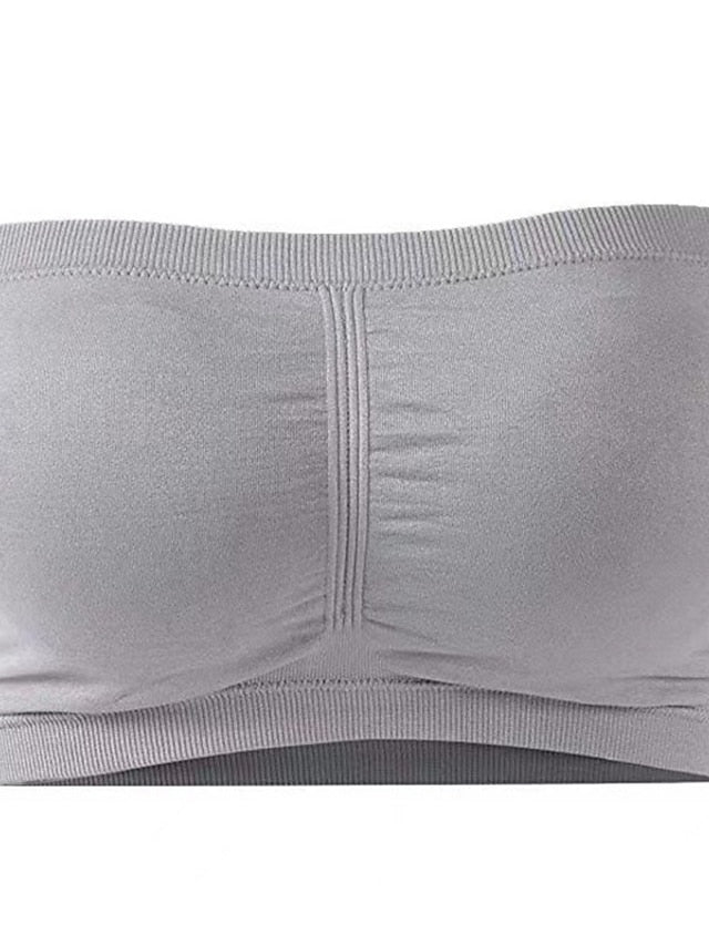 Women's Tube Bra Full Coverage Scoop Neck Breathable Pure Color Pull-On Closure Casual Daily Nylon 1PC Bras & Bralettes