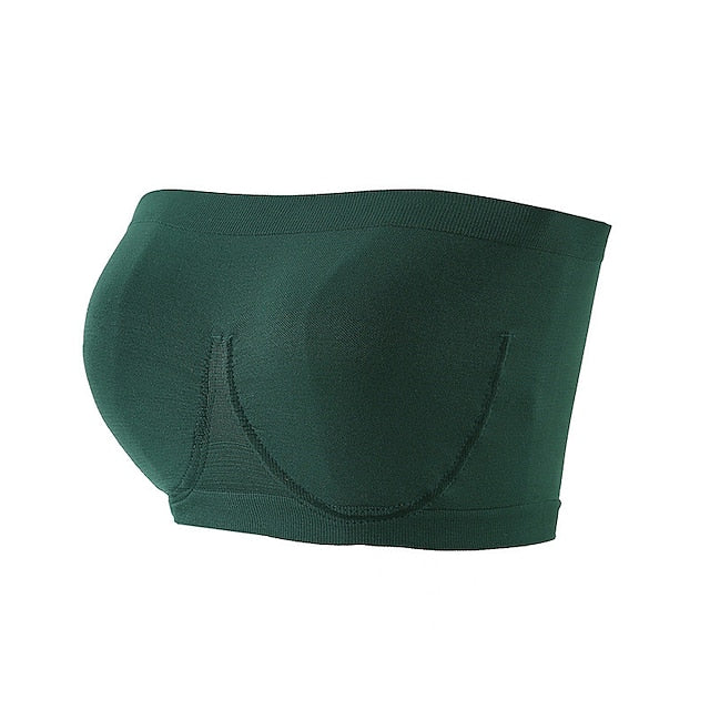 Women's Bras & Bralettes Tube Bra Strapless Full Coverage Solid Color Scoop Neck Micro-elastic Breathable Invisible