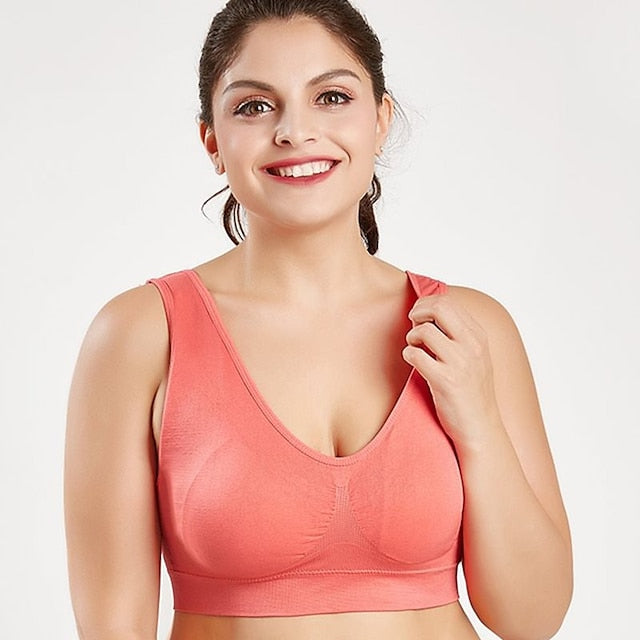 Women BrasLadies Pure Color Plus Size Ultra-Thin Large Bra Sports Bra Full Bra Cup Tops