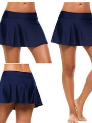 women's solid flare skater swim skirt bikini swimsuit bottom with panty