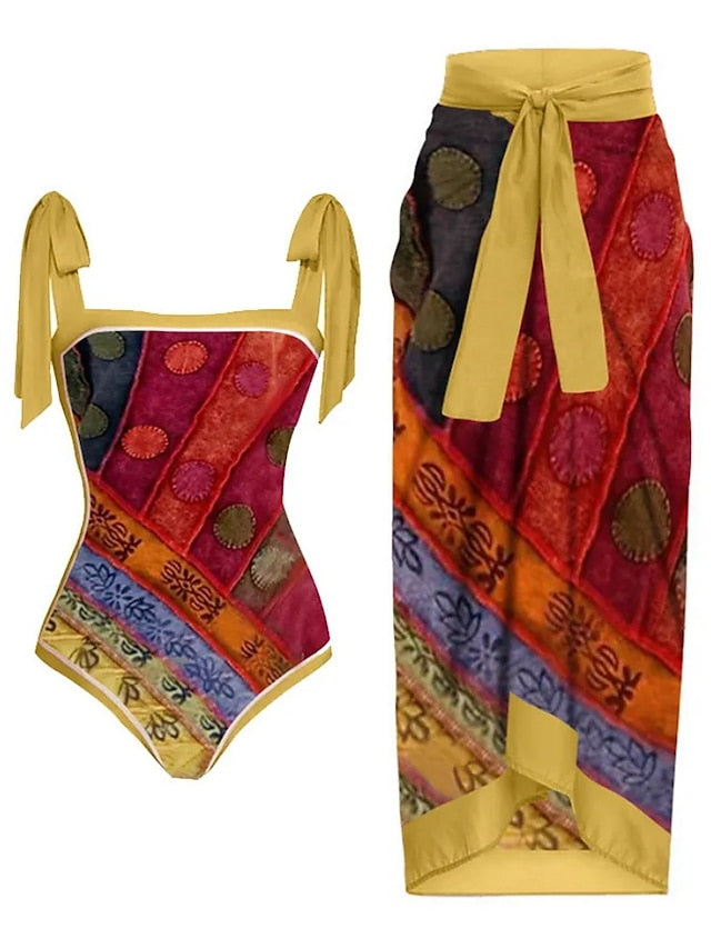 Women's Swimwear One Piece Beach Bottom Normal Swimsuit 2 Piece Printing Graphic Black Red Blue Bodysuit Bathing Suits Sports Beach Wear Summer