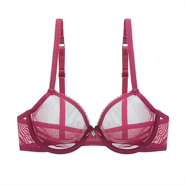 Women's Bras & Bralettes Lace Bras Underwire Bra 34 Cup Solid Color Micro-elastic Breathable Casual Daily Flesh-colored