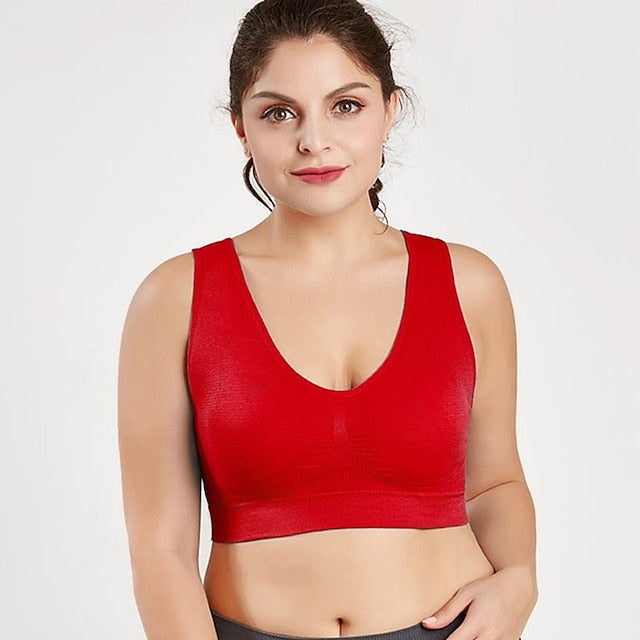 Women BrasLadies Pure Color Plus Size Ultra-Thin Large Bra Sports Bra Full Bra Cup Tops