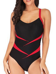 Plus Size Women's One Piece Monokini Swimsuit, Tummy Control, Open Back, Solid Color, Padded, Vacation Fashion