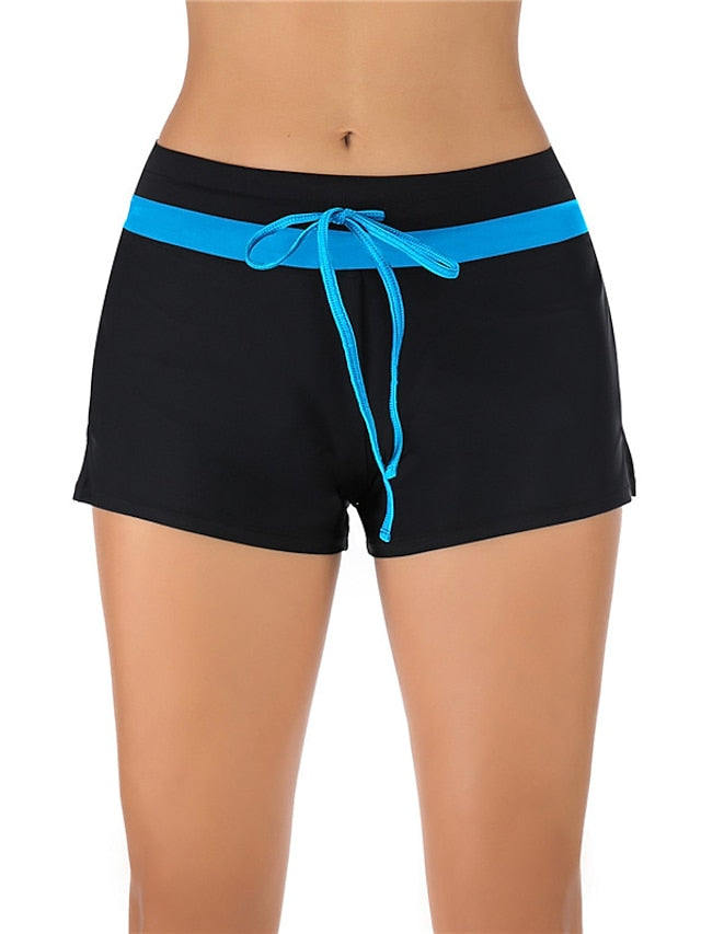 Women's Striped Swim Shorts Cover Up - Elastic Waist, Casual, Modern, Vacation Wear