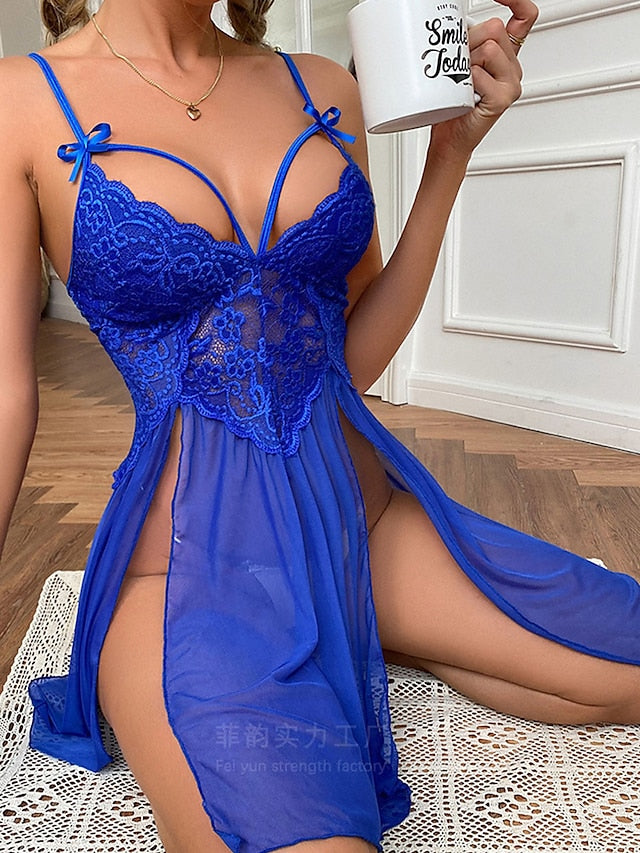 Women's Sexy Lace Sheath Mini Dress - Solid Color Party Wear