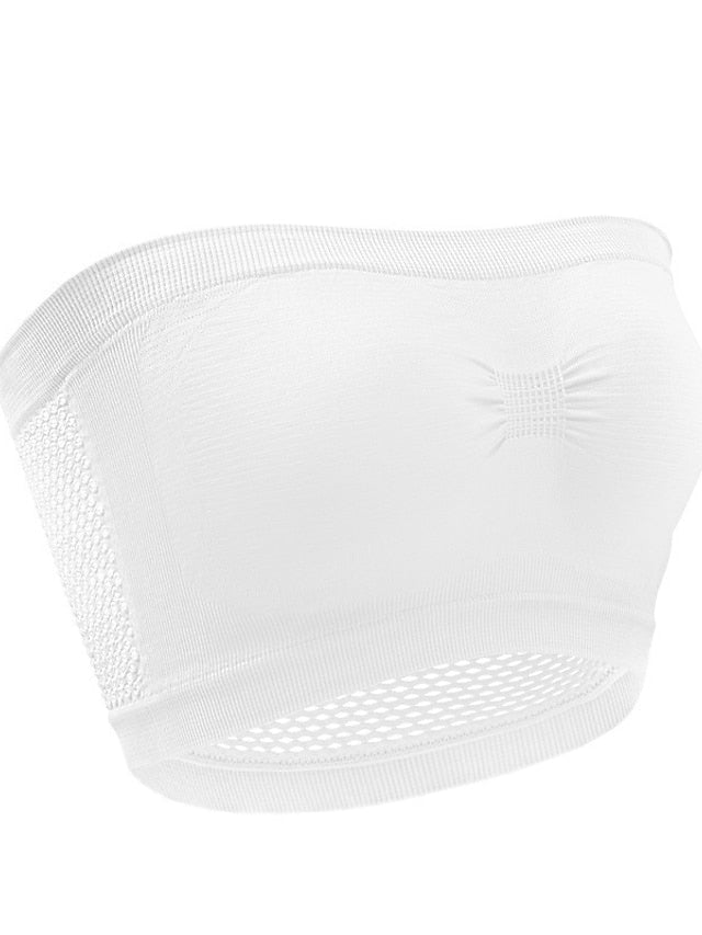 Women's Wireless Bras Padded Bras Tube Bra Strapless Bras Full Coverage Scoop Neck Breathable Invisible Pure Color Pull-On Closure
