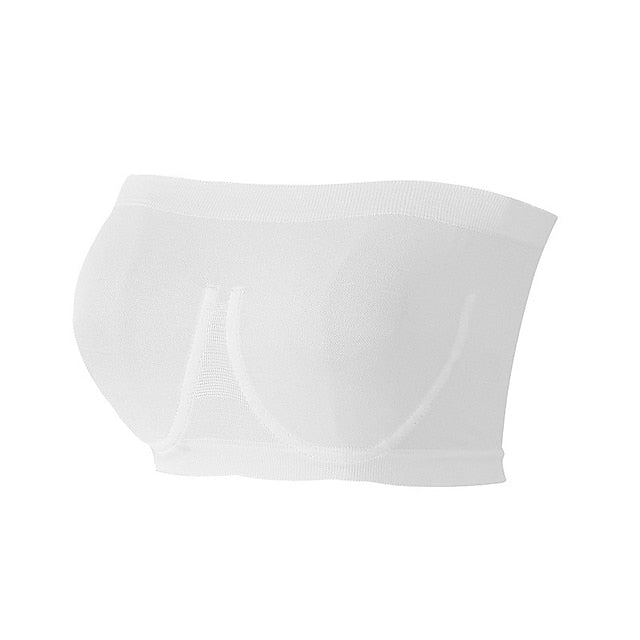 Women's Bras & Bralettes Tube Bra Strapless Full Coverage Solid Color Scoop Neck Micro-elastic Breathable Invisible